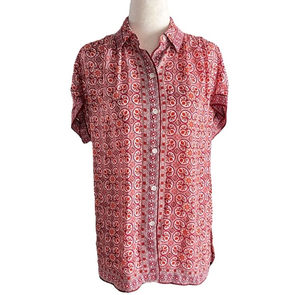 Max Studio Womens Red Short Sleeve Button Up - Picture 10 of 10